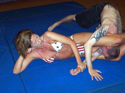 Alana feels something pressing against her legs